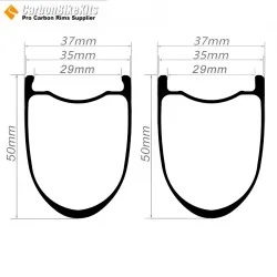 Premium 700C Gravel Carbon Rim - 50mm Depth 35mm Wide | Tubeless Deep-Section Aero Wheel
